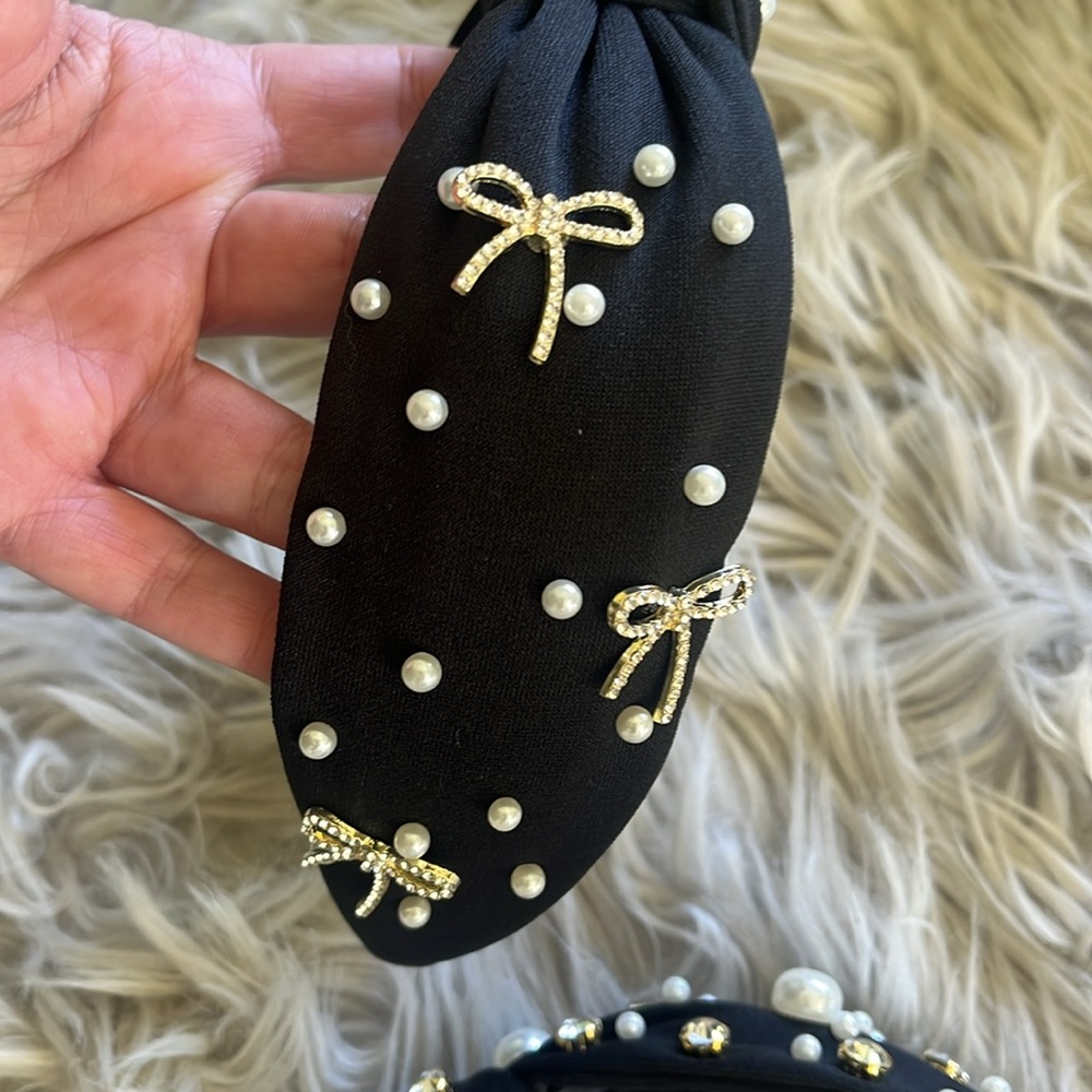 Elegant Black Pearl and Gemstone Headband bundle - Picture 4 of 6